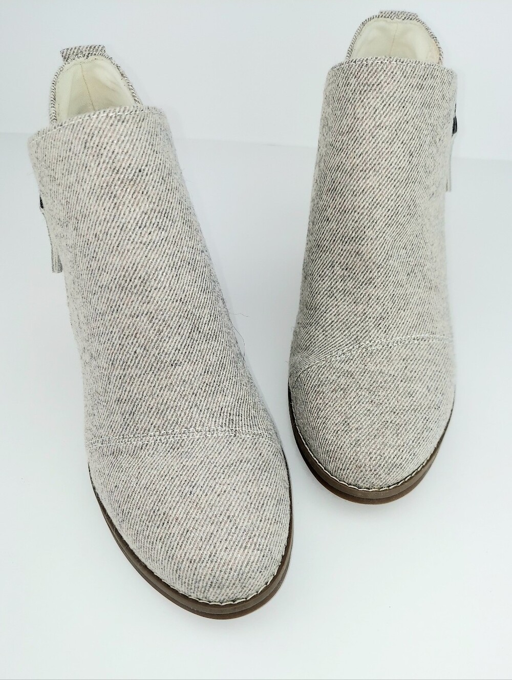 Toms Goldie Wedge Bootie Natural Shimmer Twill 7.5 - Picture 5 of 14